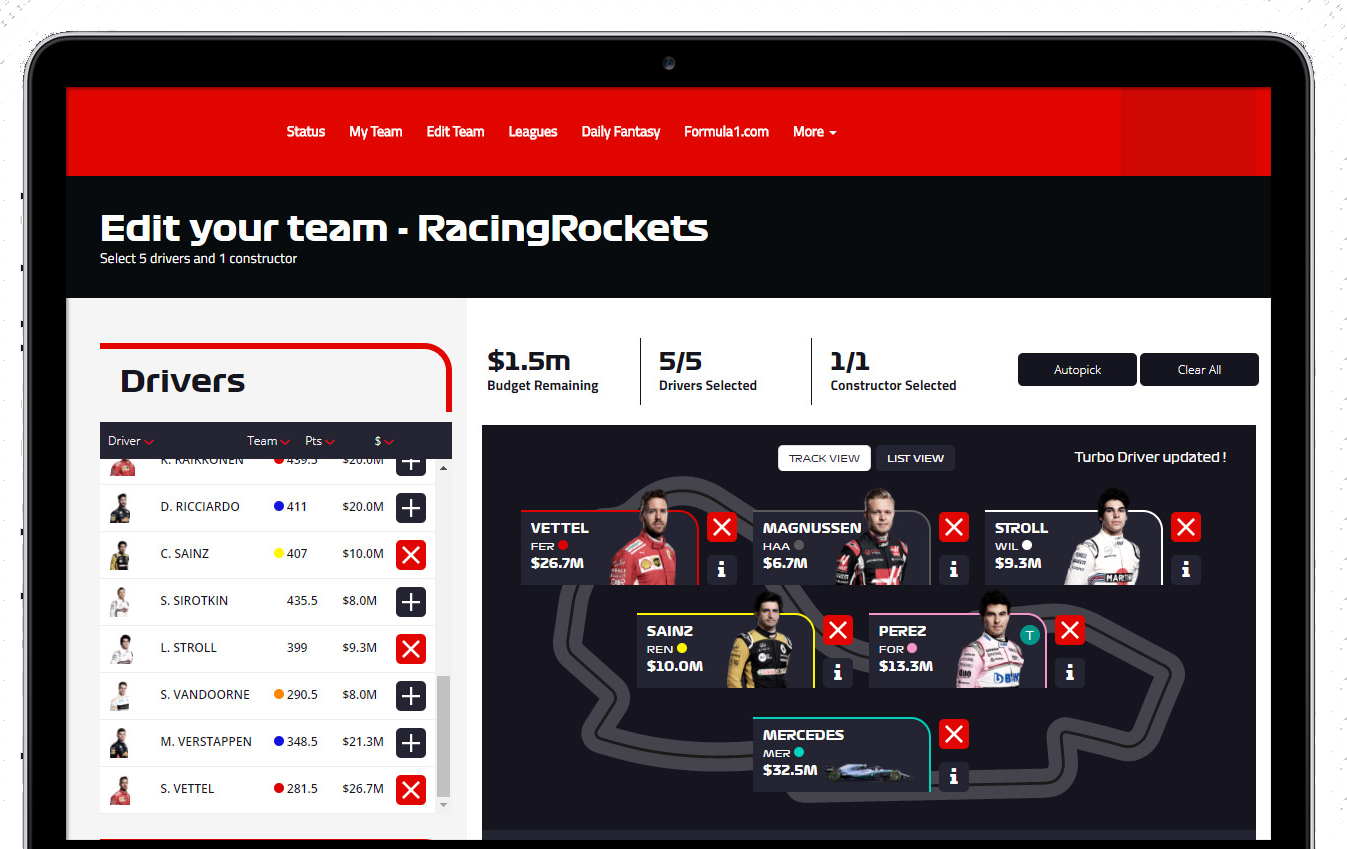 f1-fantasy-app-development