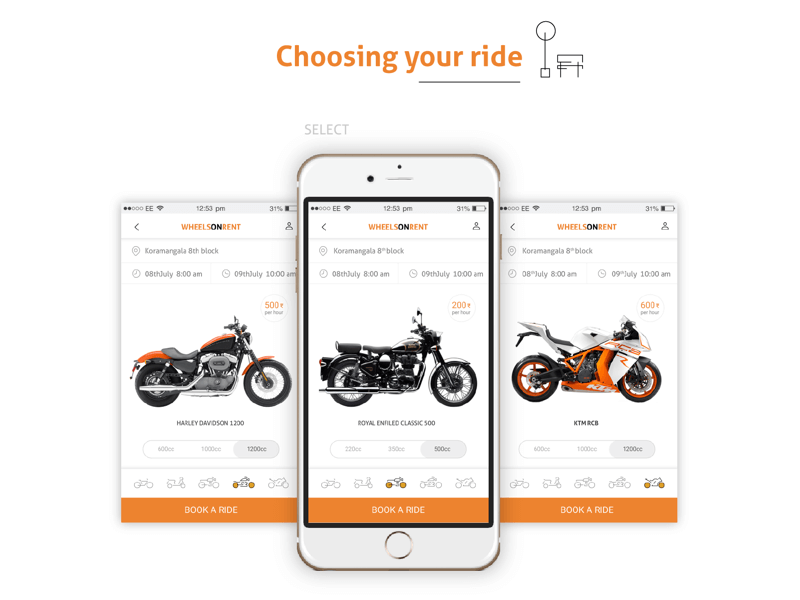 Motorcycle Rental App Features