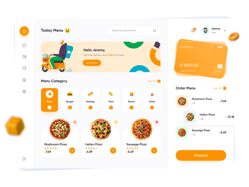 food delivery web development 