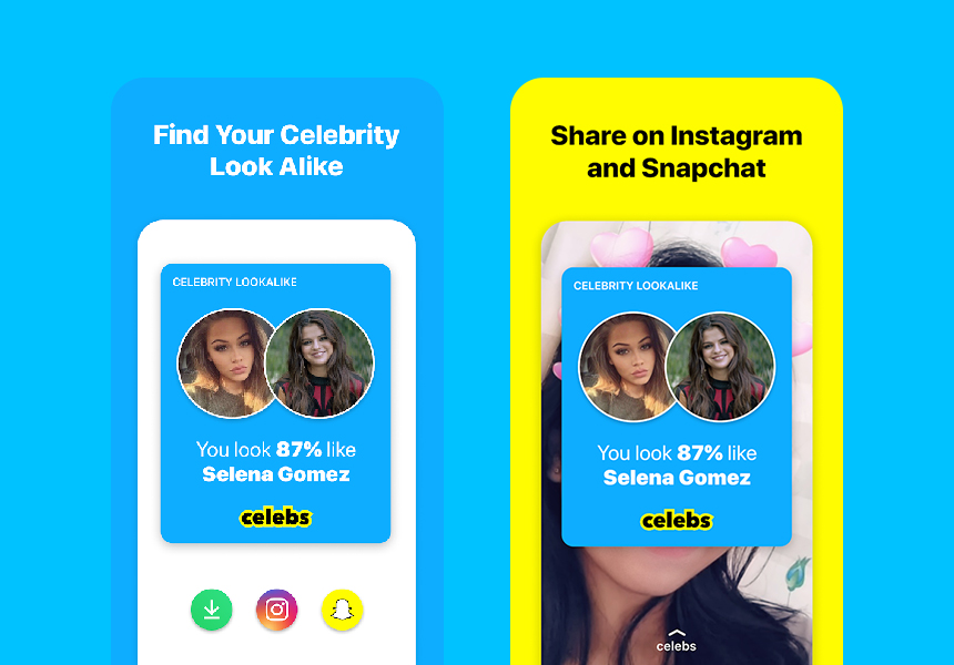Celebs celebrity look-a-like mobile application