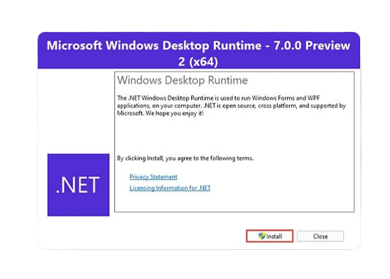 how to install .net 7