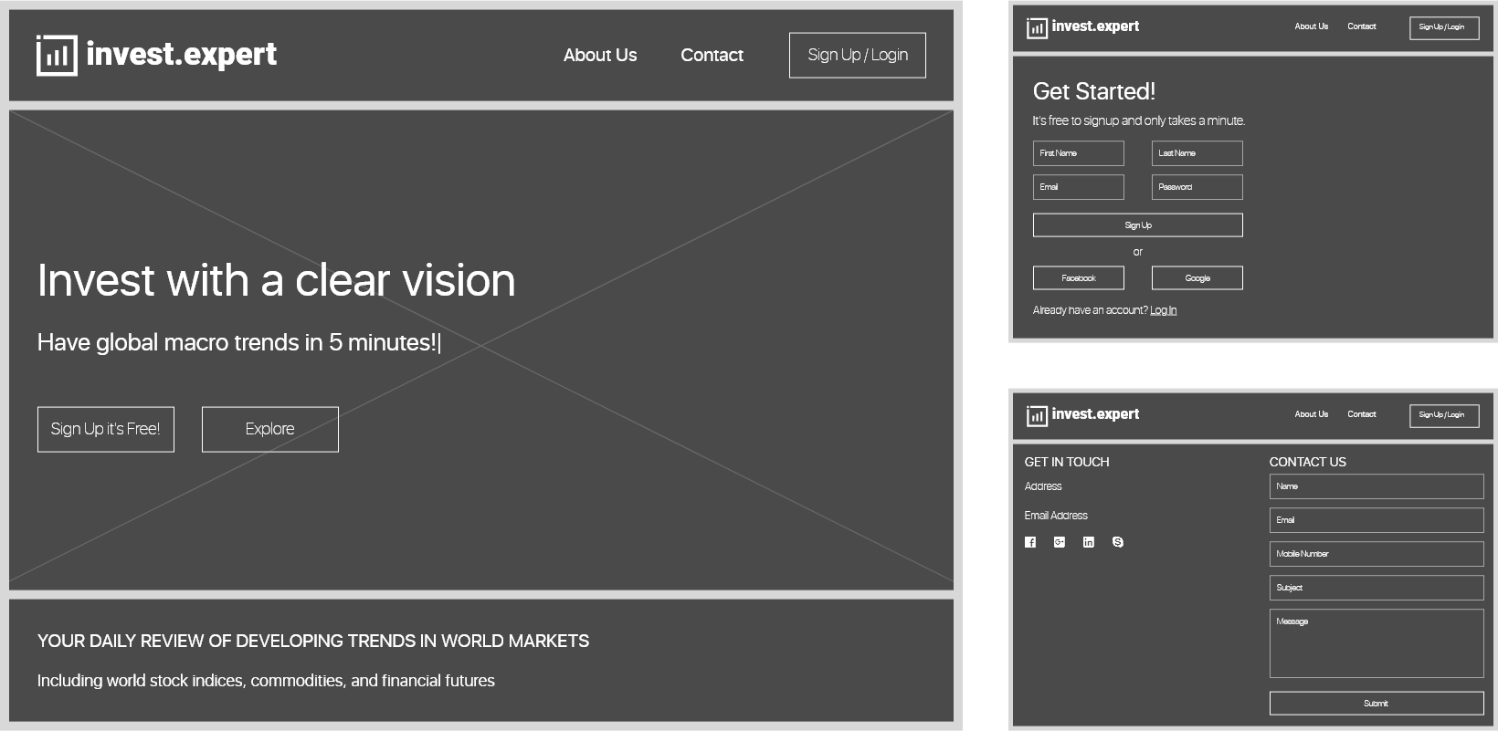 Invest Expert WireFrames